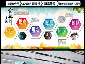 时尚多彩创意 企业文化墙形象宣传背景墙设计PSD素材与数字文化创意内容应用服务全解析